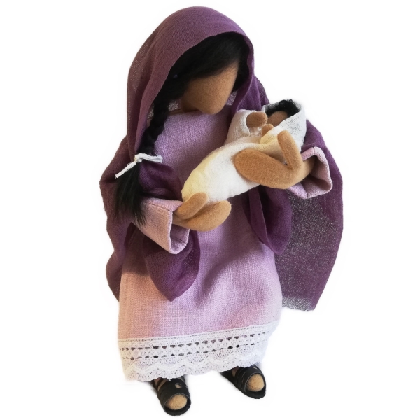 Maria in Violetttönen gekleidet - inkl. Jesuskind - Krippenfigur